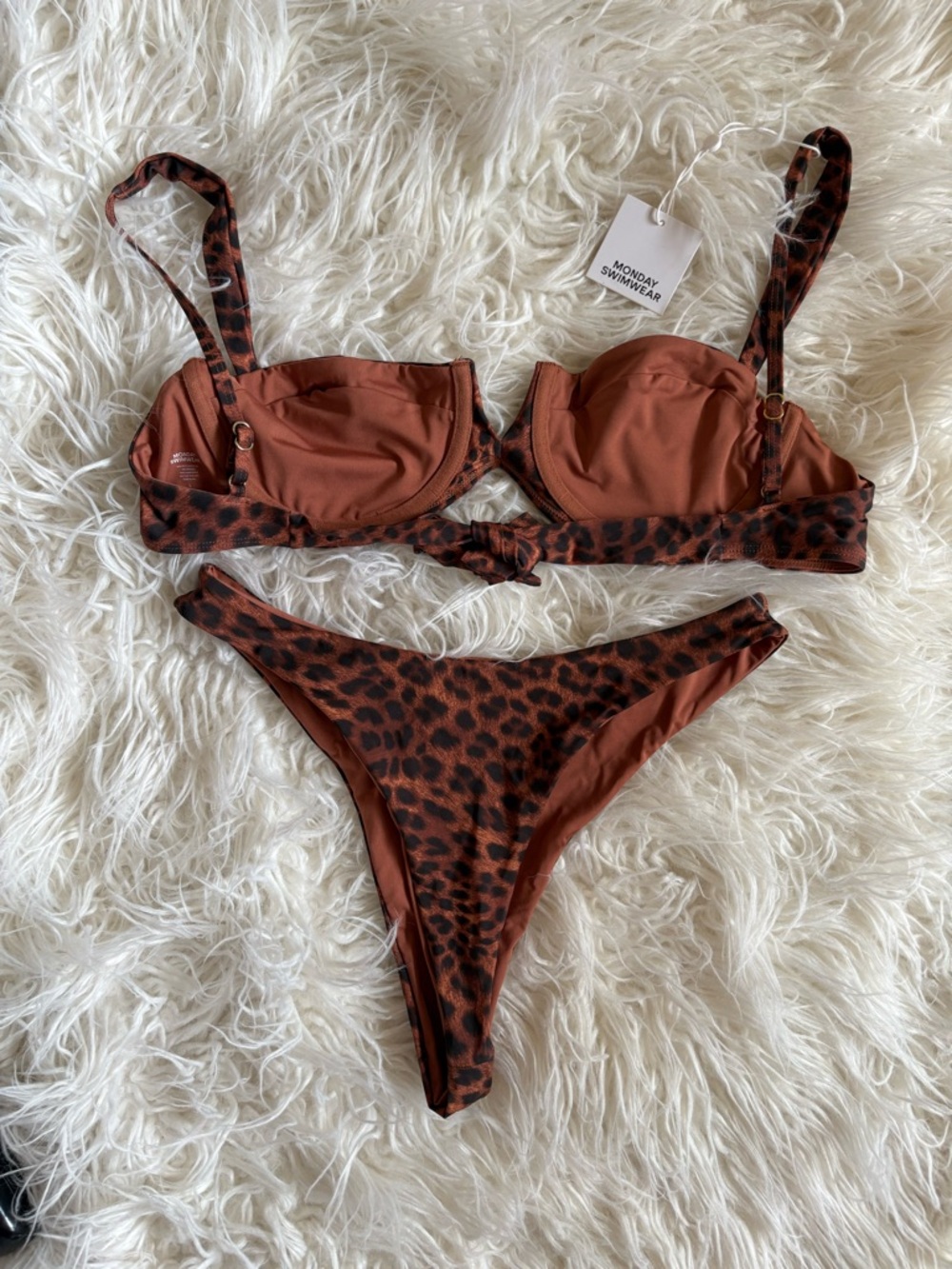 Monday Swimwear Leopard Print Brown Bikini Set - Picture 3 of 4
